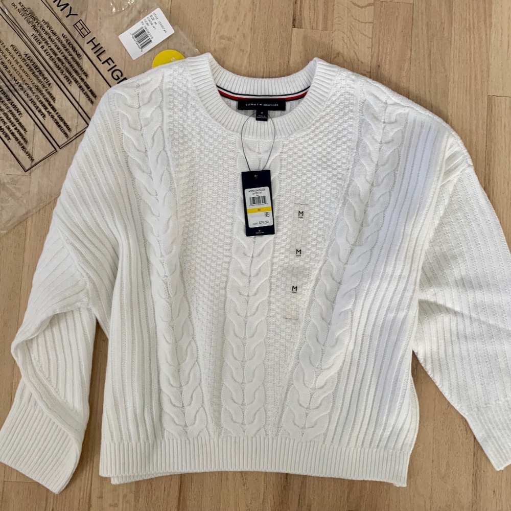 NWT Tommy Hilfiger Cableknit Fisherman Sweater Women M
